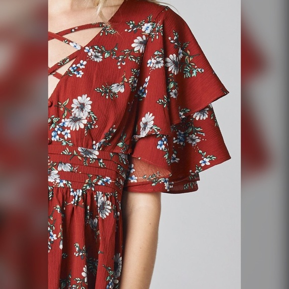 ❤️LAST 1! Rust Criss Cross Ruffle Peplum Top! - Picture 6 of 6